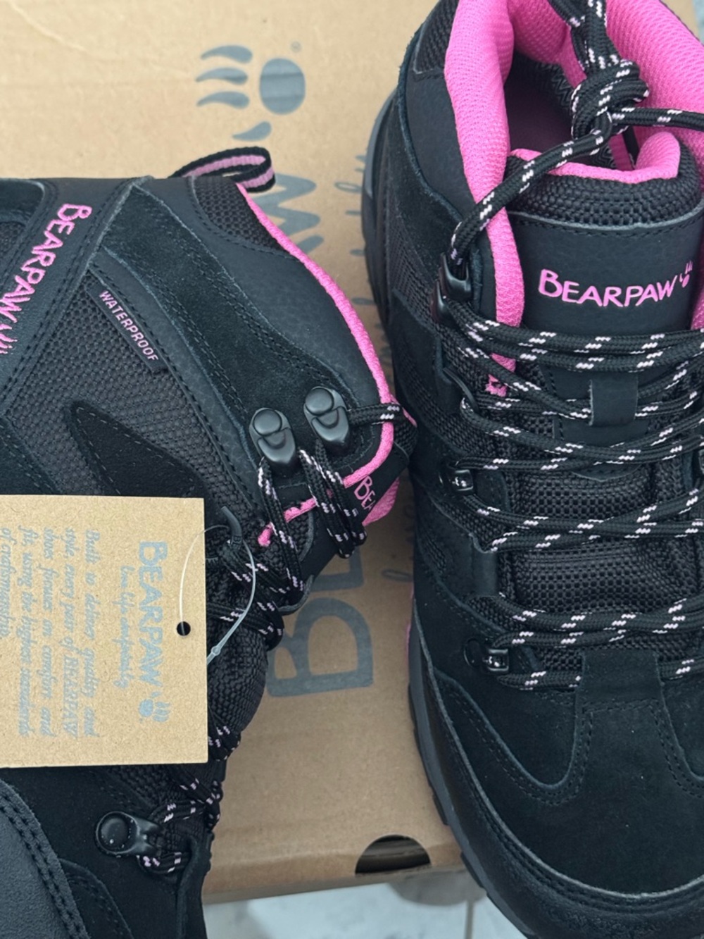 BearPaw Black and Pink Lace-Up Women's Hiking Boots - Picture 4 of 6